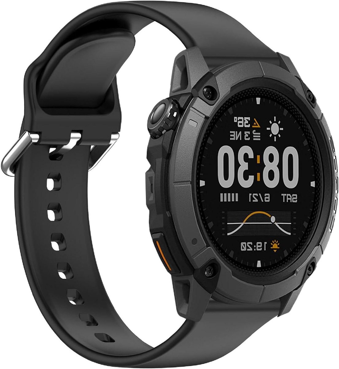 Horlogeband - Reservebandje - Sport en Outdoor - Zacht Siliconen Materiaal - 24 mm - Zwart