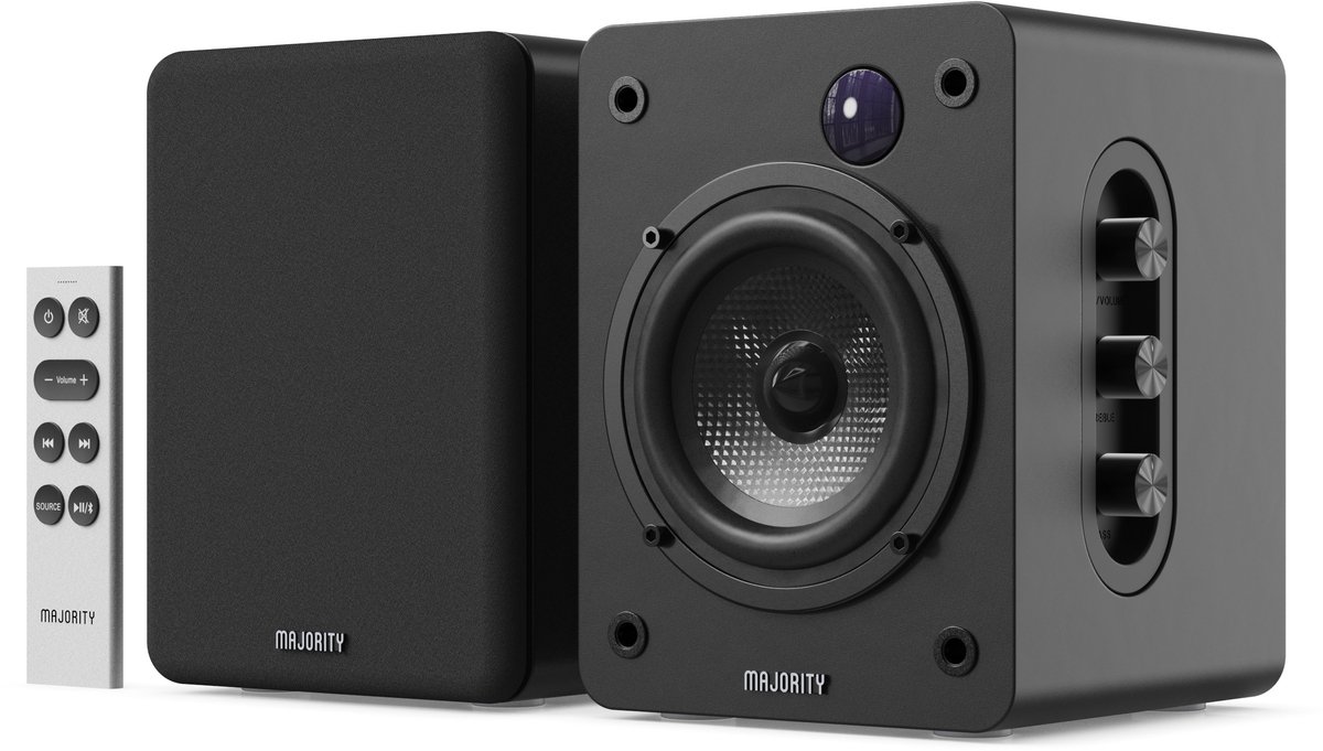 Majority D50X Bookshelf Speakers - Bluetooth - 60 W - Ingebouwde Versterker - Zwart