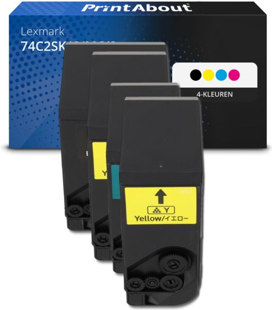 PrintAbout Huismerk Lexmark 74C2SK/C/M/Y0 Toner 4-kleuren Voordeelbundel Hoge capaciteit