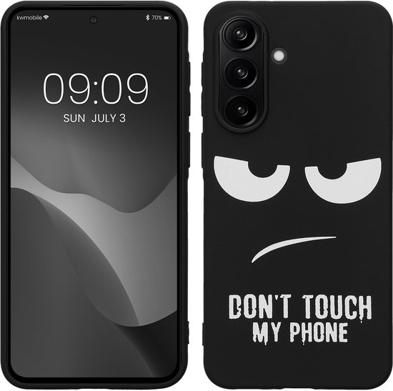 Coque de téléphone kwmobile compatible avec Samsung Galaxy A37 5G - Coque pour smartphone en blanc / noir - Coque arrière en TPU - Design Don't Touch My Phone