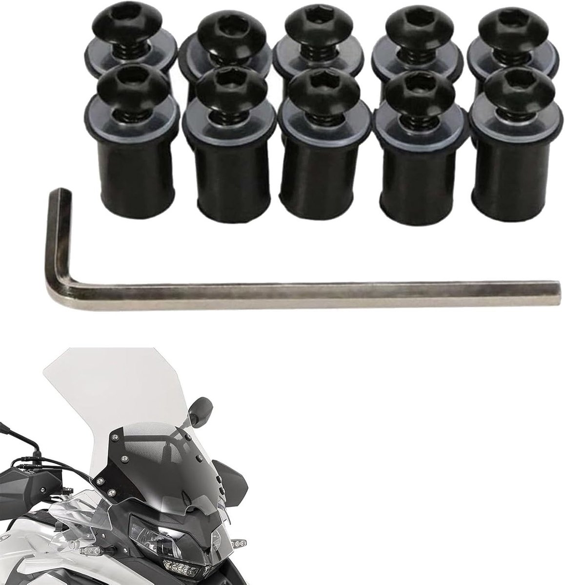 Windscherm Schroeven voor Motoren, Trim Venster Bouten, 5mm Zwarte Bevestigingsschroeven, Set van 10 voor Betrouwbare Montage