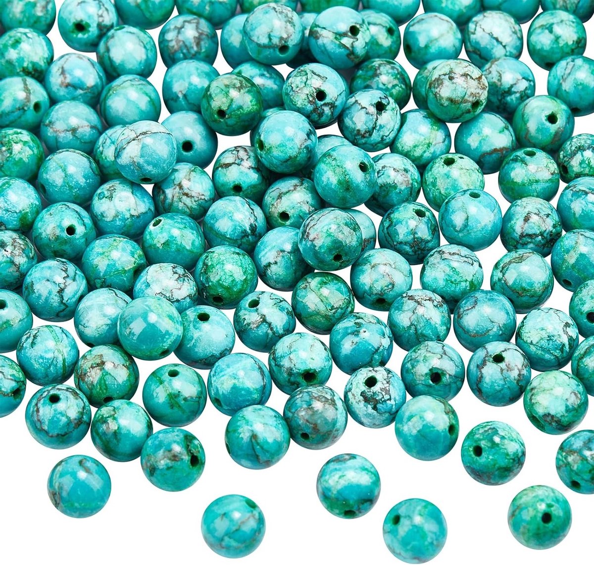 120 Stuks Natuurlijke Turquoise Kralen - Ronde Loose Gemstone Kralen voor Sieraden Maken, Ambachten, 8mm, Gat: 1mm, Healing Kralen, Handgemaakte Sieraden