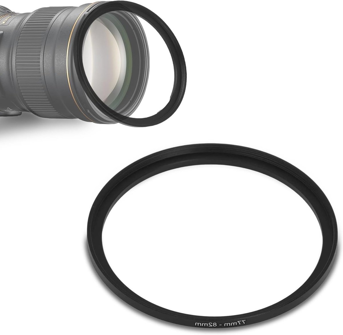 Adapterring voor camera-objectief, aluminium converter voor step-up ring voor UV, CPL en ND filters (77-82mm)