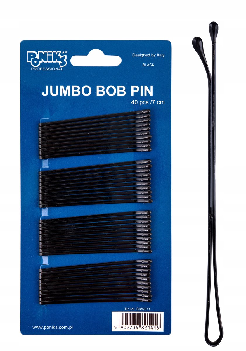 Ponik's Zwarte Haarspelden voor Haarstyling - Lange Rechte Haarspelden - 40 stuks, 7 cm