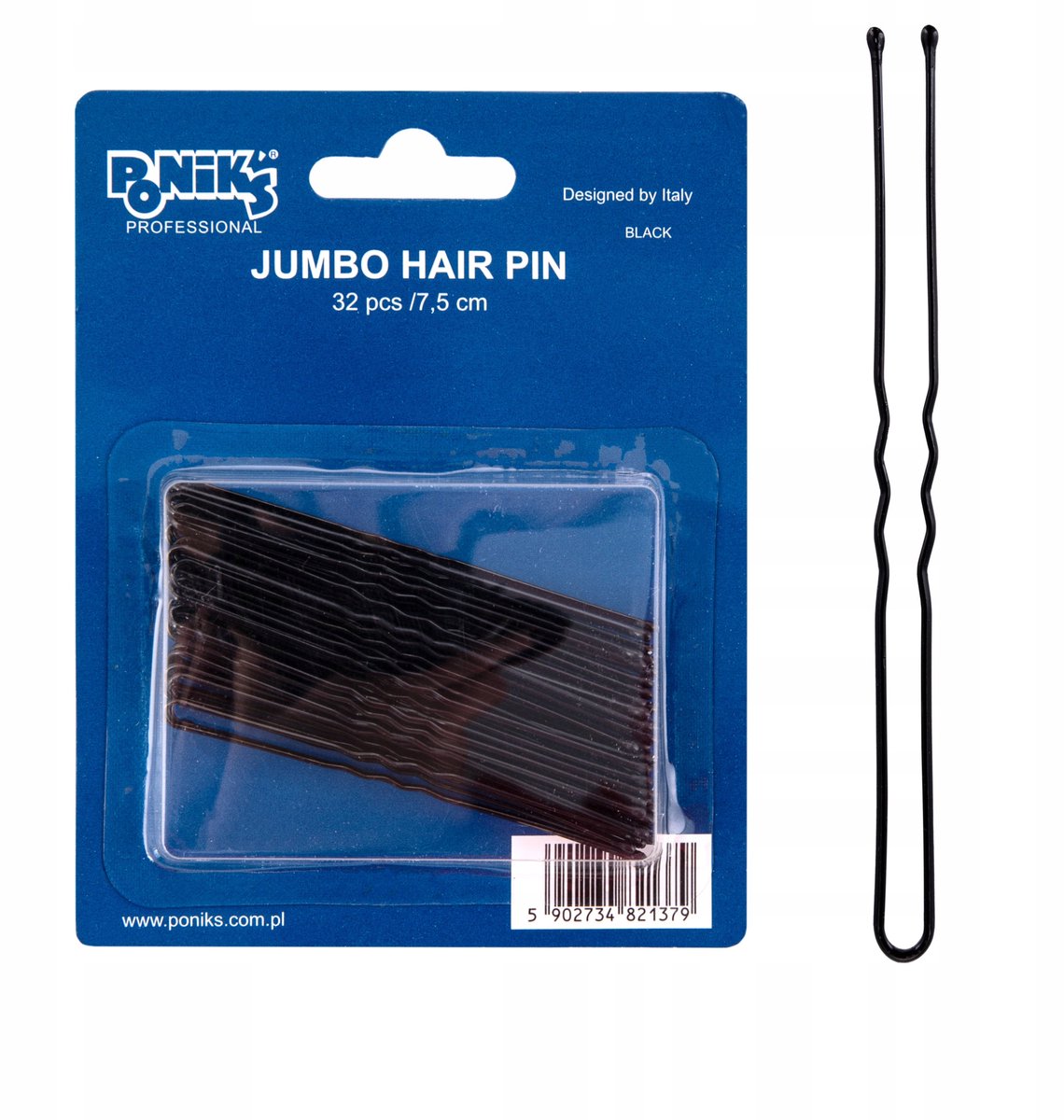 Ponik's Kappers Klemmen Voor Haar - Zwart Lange Met Bal - 32 stuks, 7,5 cm