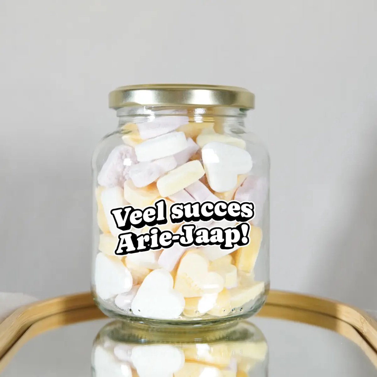 Gepersonaliseerd Veel Succes Cadeau - Snoeppot met Eigen Naam - Cadeau Afscheid Collega - Cadeau Examen of Nieuwe Uitdaging - Succes Cadeautje - 200 gram Snoepjes