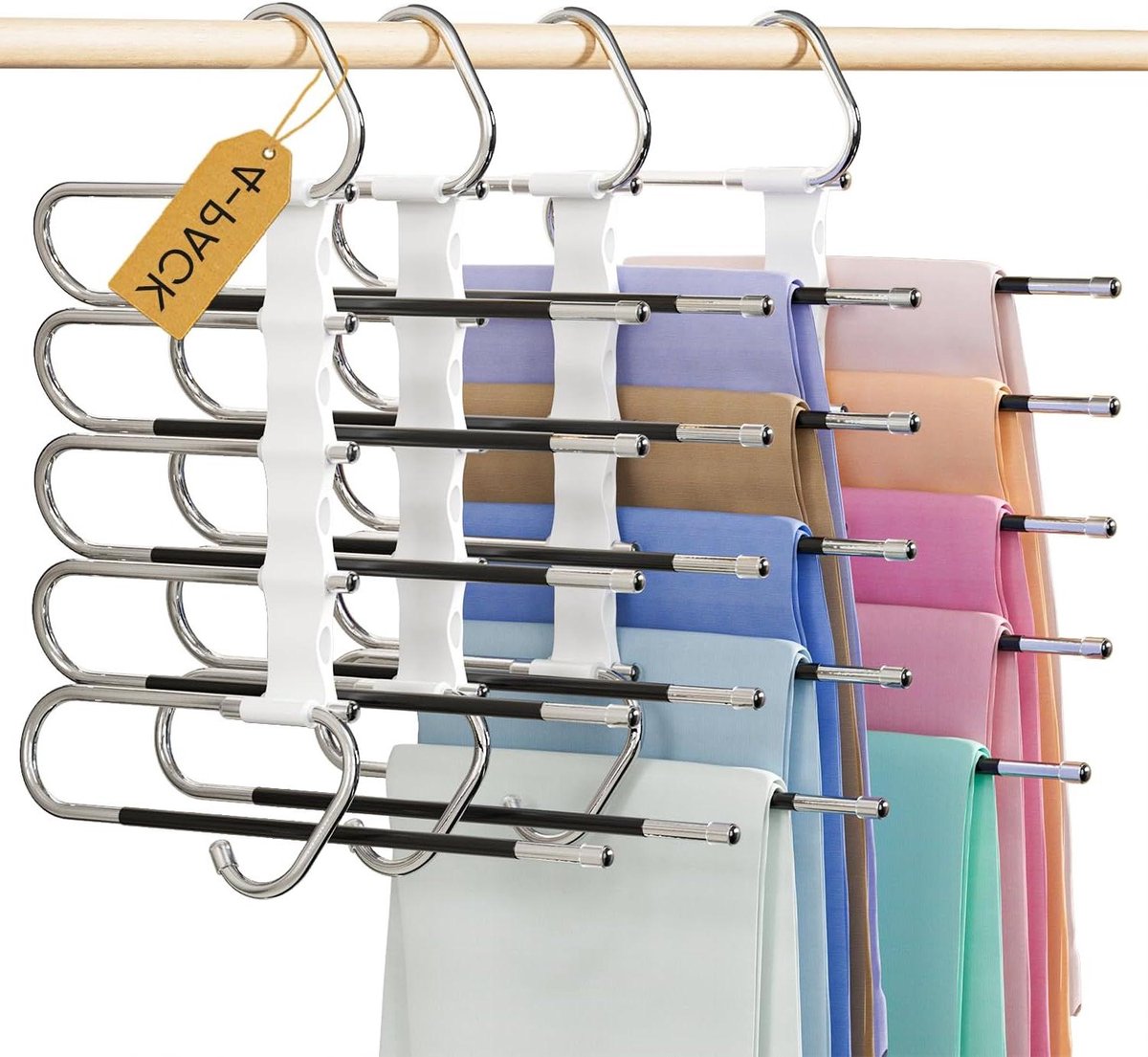 Broekhanger - Kledinghanger Opberger - Kast Ordenen - 5-in-1 Ontwerp - 39 cm Breed - Wit