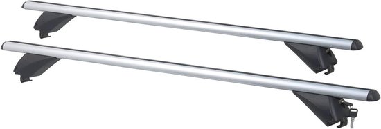Aluminium Imperiaal - Dakdrager Daksteunen - Bagage Vervoeren - Specifiek voor Auto - 120 cm Stangen - Zwart Zilver