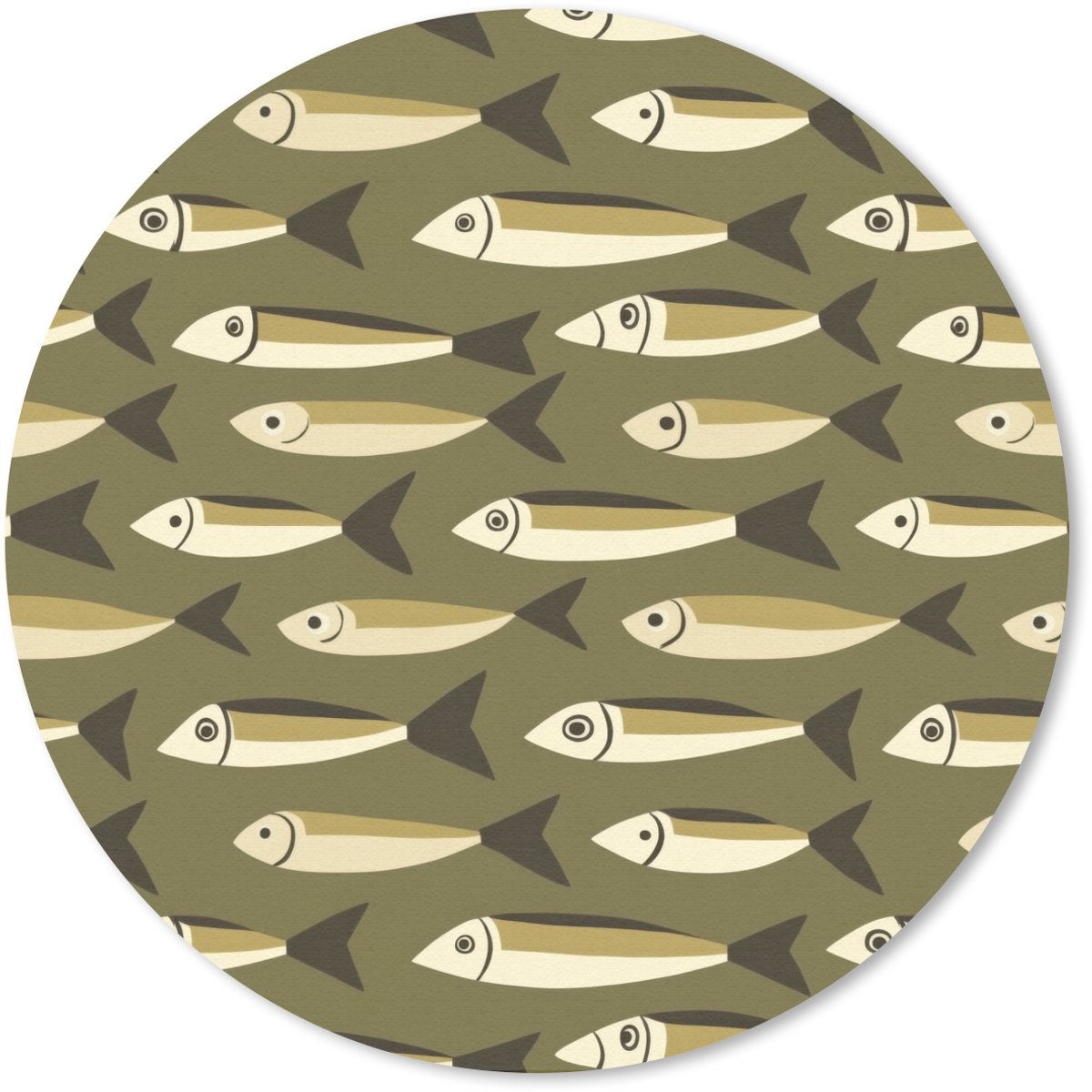 Muismat rond 30x30 cm - Mousepad Vis - Patroon - Groen - Ronde muismatten