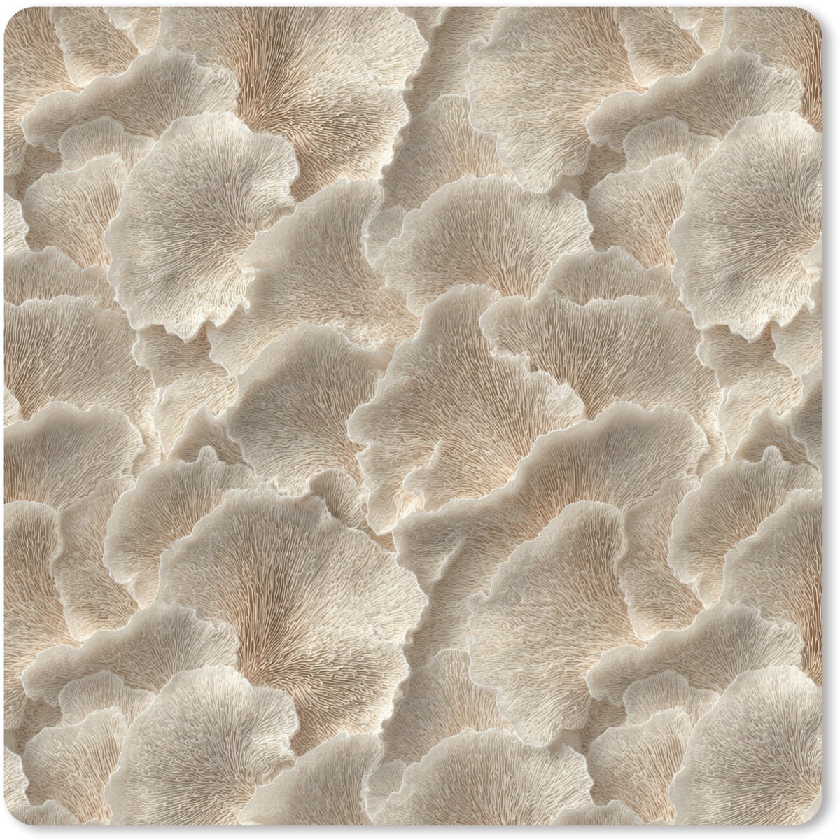 Muismat 20x20 cm - Mousepad Waaierstructuren - Beige - Vezeltextuur - Muismatten