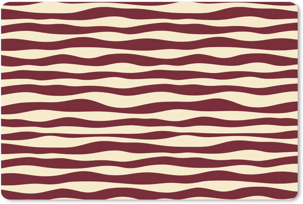 Muismat 13x8 cm - Mousepad Golven - Rood - Patroon - Crème - Muismatten
