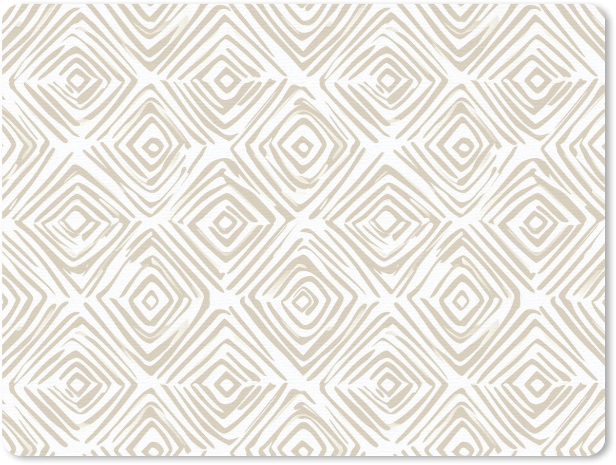 Muismat 12x10 cm - Mousepad Abstract - Ruit - Beige - Muismatten