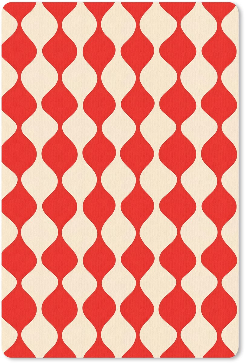 Muismat 13x20 cm - Mousepad Golvend patroon - Retro - Rood - Beige - Muismatten