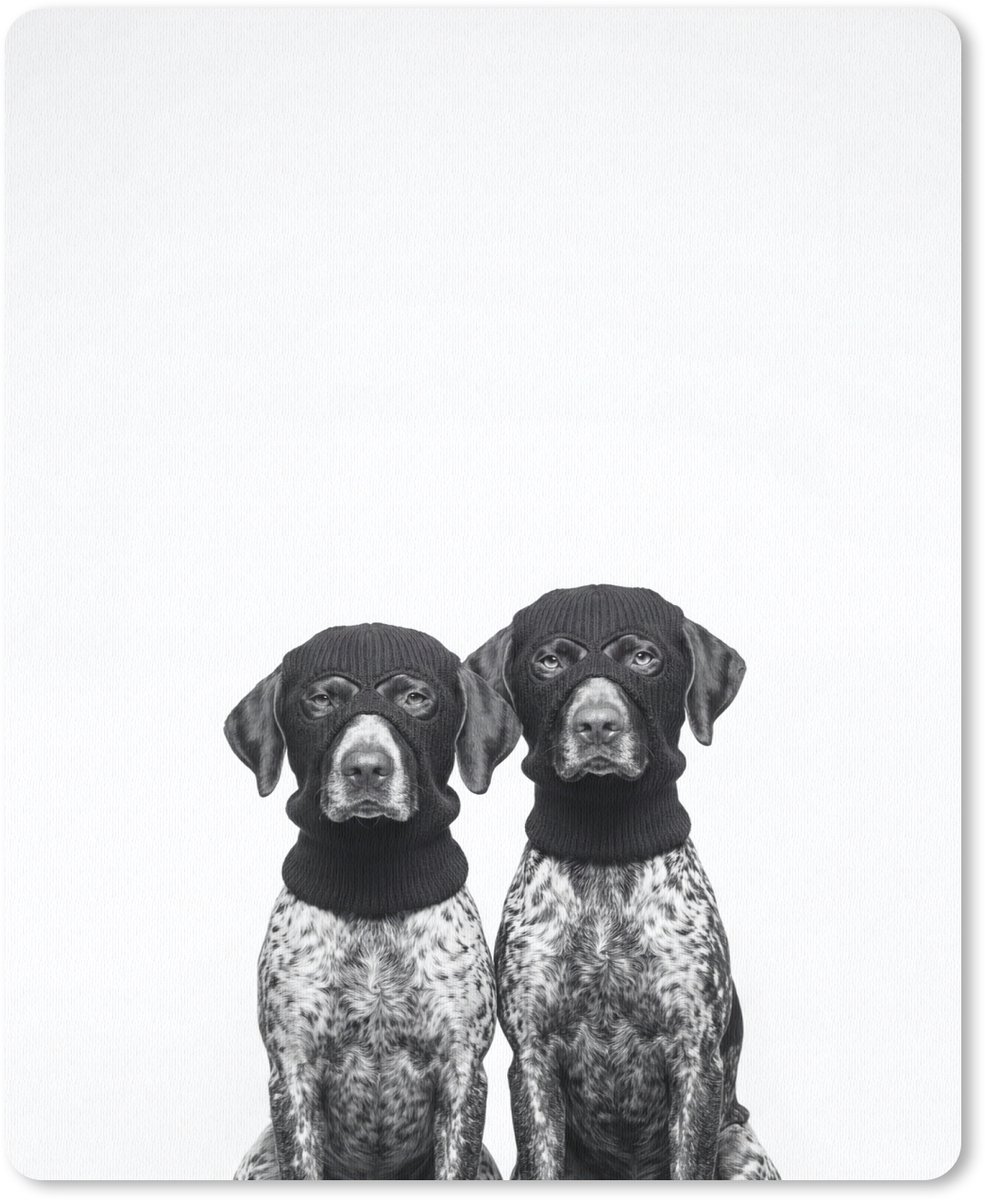 Muismat 12x16 cm - Mousepad Honden - Bivakmuts - Zwart - wit - Muismatten
