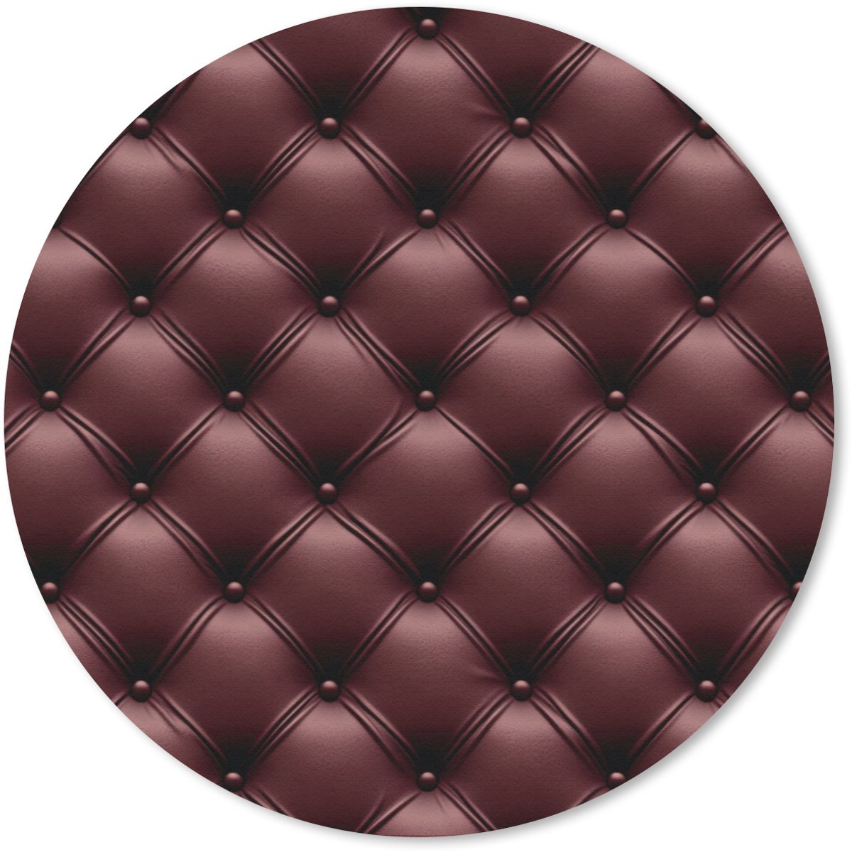 Muismat rond 30x30 cm - Mousepad Leer - Patroon - Bordeaux - Ronde muismatten