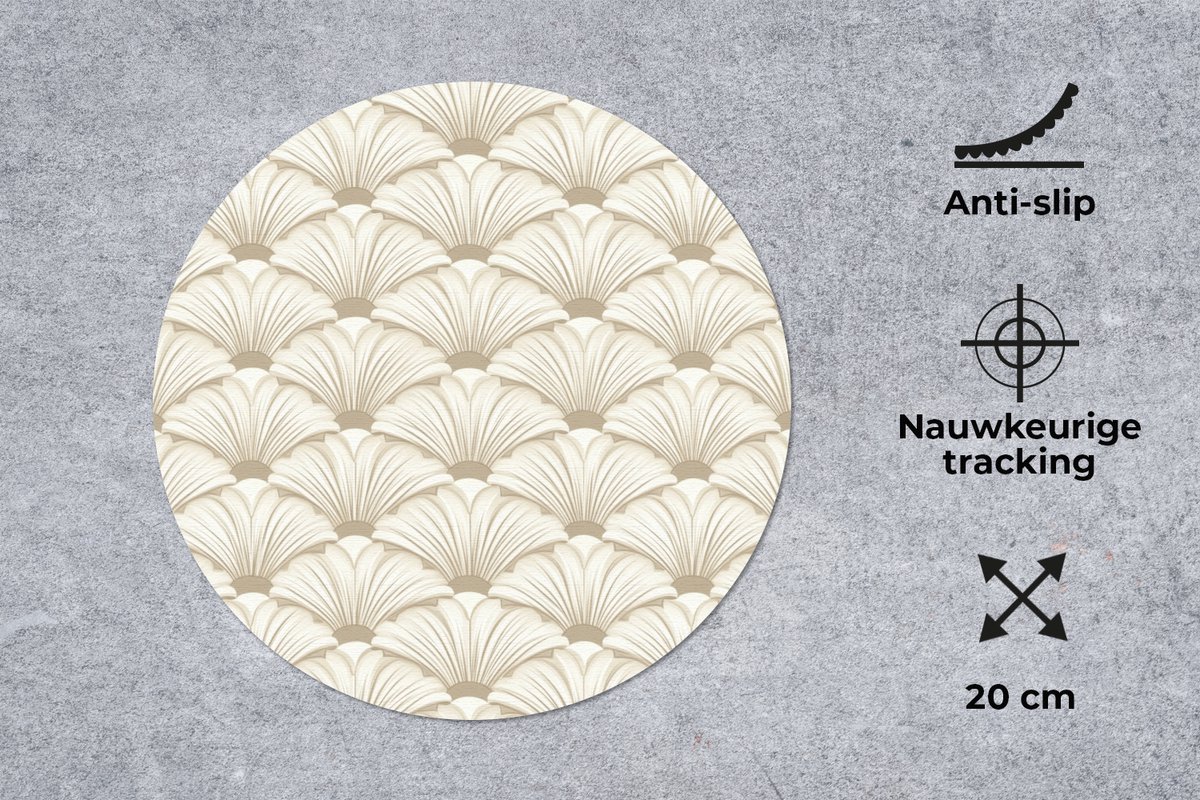Muismat rond 20x20 cm - Mousepad Klassiek - Art - Beige - Ronde muismatten