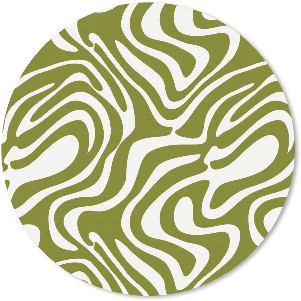 Muismat rond 20x20 cm - Mousepad Lijnpatroon - Groen - Organisch - Ronde muismatten
