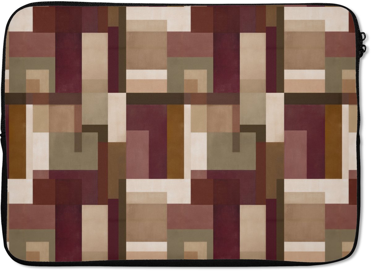 Laptophoes 14 inch - Modern - Geometrie - Kleurrijk - Laptop sleeve - Binnenmaat 33x23 cm - Zwarte achterkant