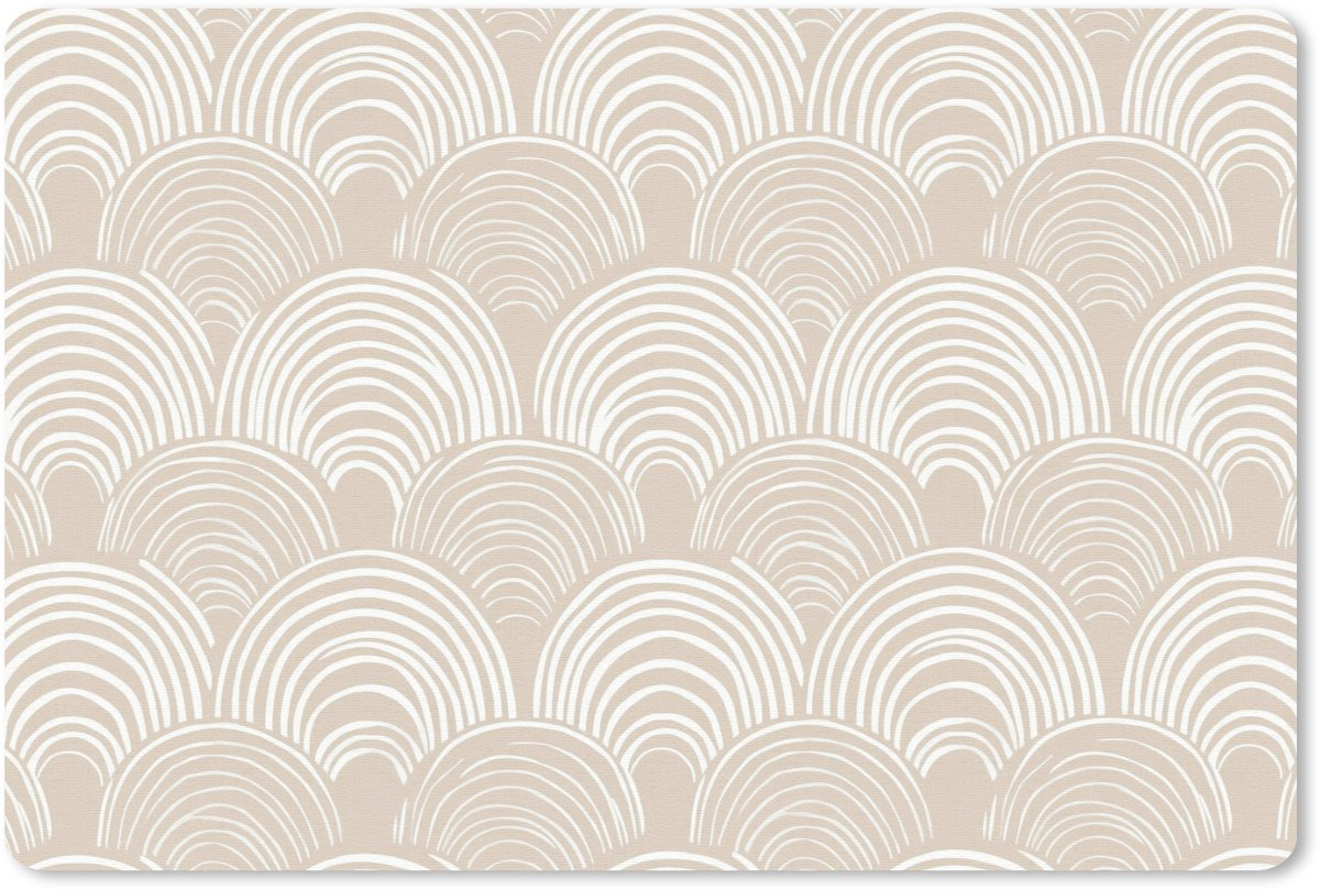 Muismat 13x8 cm - Mousepad Golven - Structuur - Beige - Muismatten