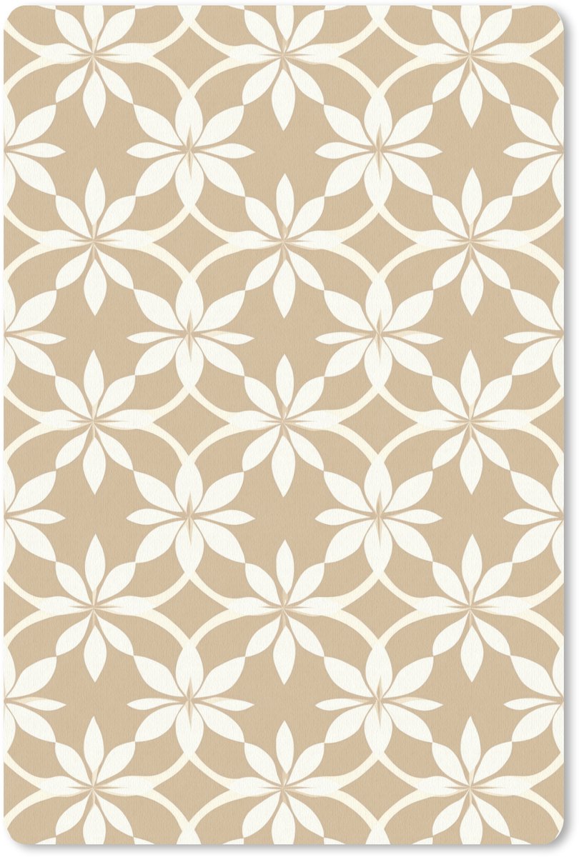 Muismat 13x20 cm - Mousepad Bloemen - Patroon - Beige - Muismatten