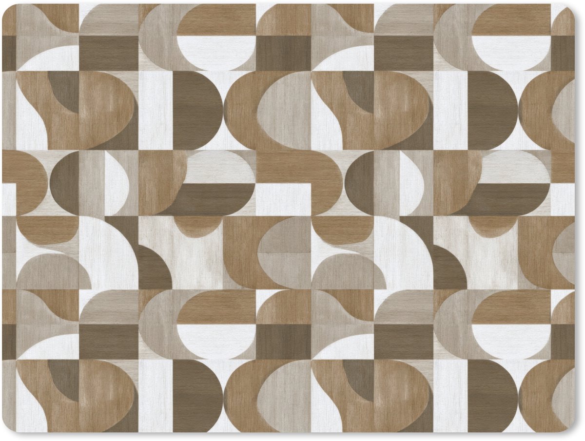 Muismat 12x10 cm - Mousepad Abstract - Retro - Bruin - Muismatten
