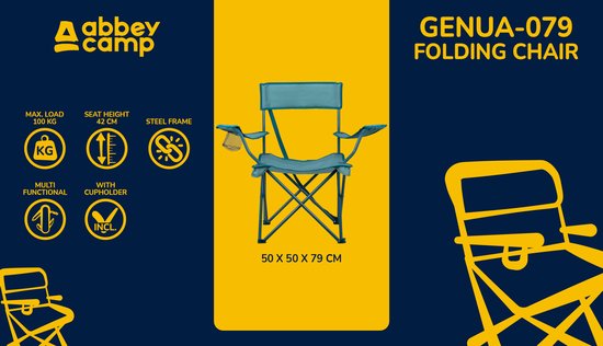 Abbey Camp Campingstoel - Vouwstoel - Lichtblauw - Draagtas - 100 KG — afbeelding 3