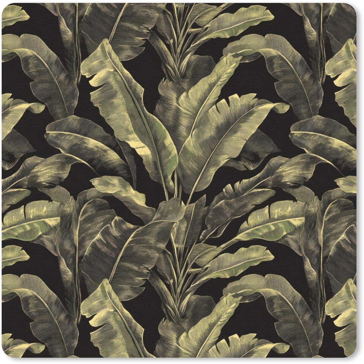Muismat 30x30 cm - Mousepad Botanisch - Bladeren - Groen - Muismatten