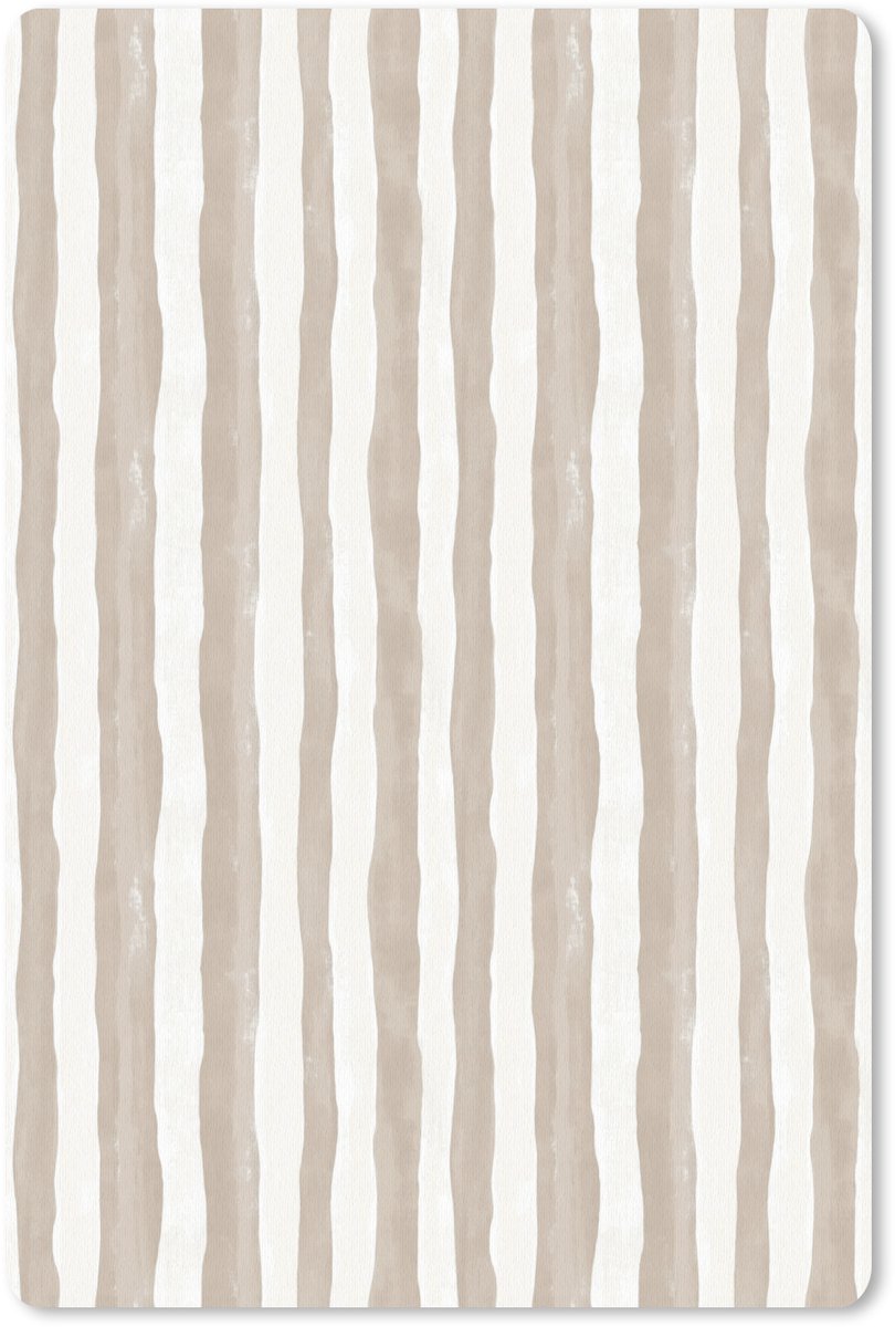 Muismat 13x20 cm - Mousepad Minimalistisch - Strepen - Beige - Muismatten