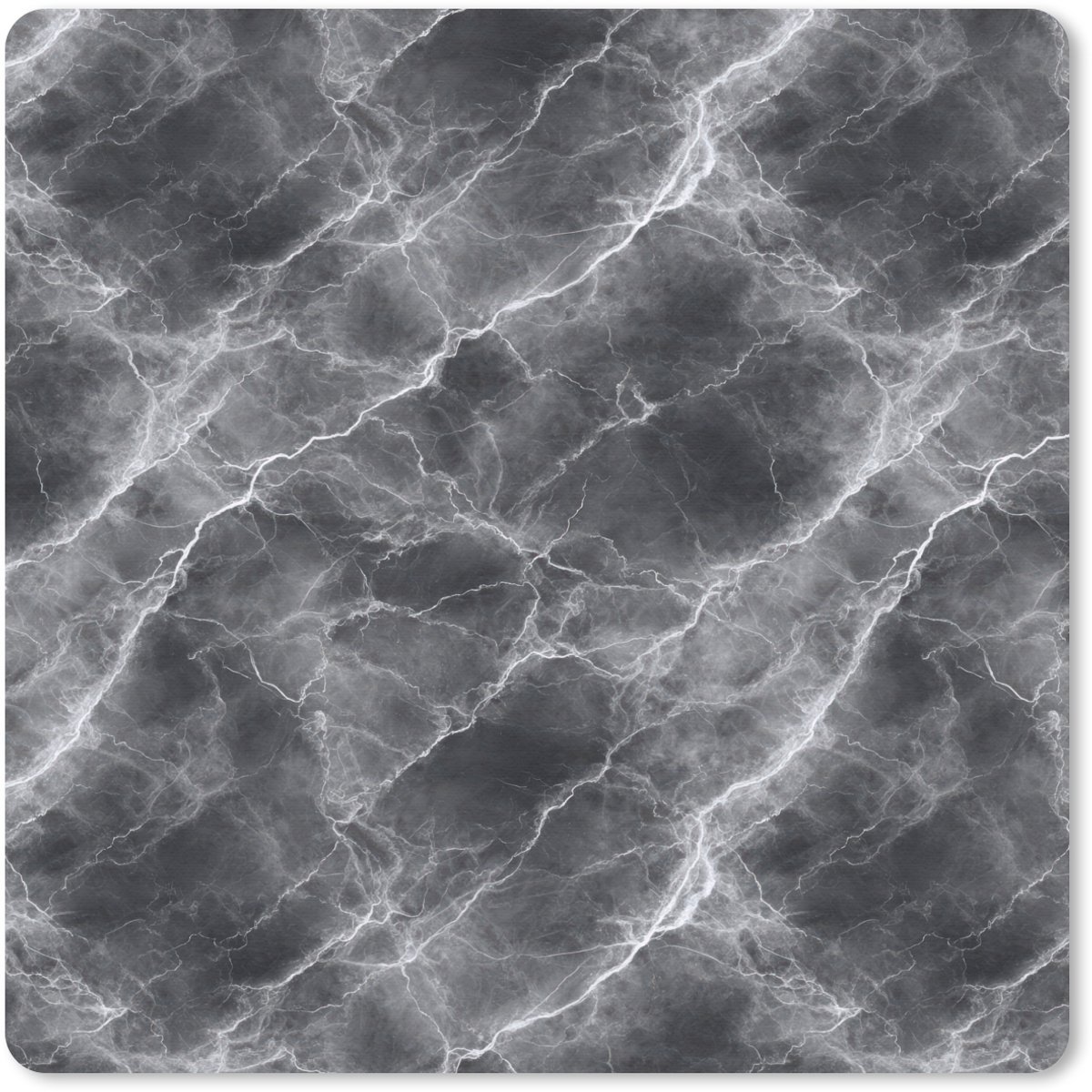 Muismat 30x30 cm - Mousepad Donkergrijs - Bliksem - Marmer print - Muismatten