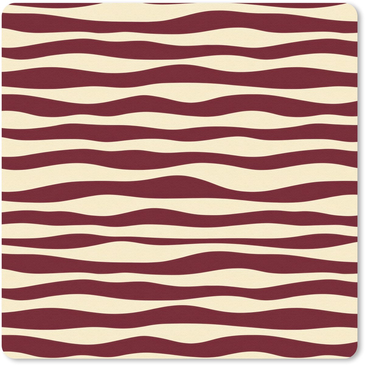 Muismat 20x20 cm - Mousepad Golven - Rood - Patroon - Crème - Muismatten