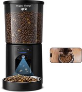 Happy Things® - Automatische Voerbak Kat met Camera - 4L Voerdispenser RVS - Dual WiFi 5Ghz & 2.4Ghz - Voerautomaat Dispenser met Smart App - Voor droogvoer - Zwart