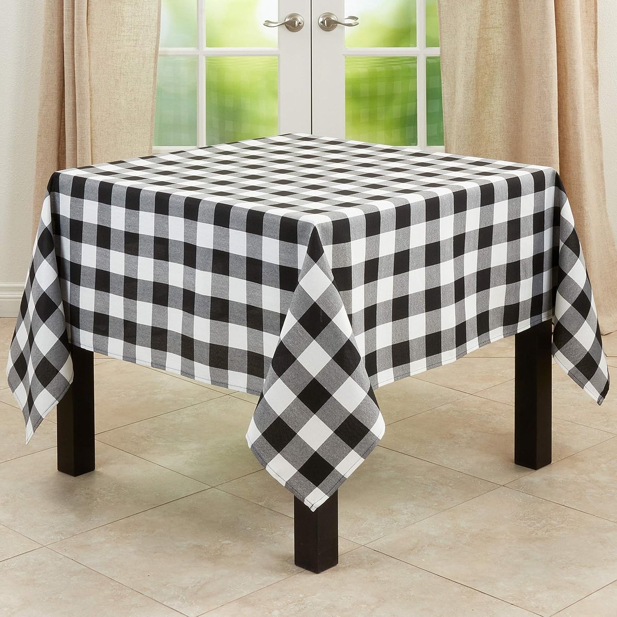 Tafelkleed - Lange Tafel Runner - Eetkamer Decoratie - Buffalo Plaid Patroon - 70" x 180" - Zwart
