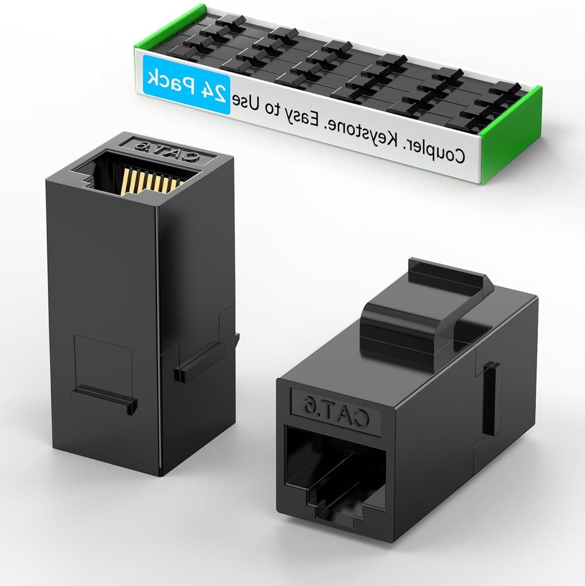 RJ45 Keystone Koppeling - Ethernet Verloopstuk - Netwerk Uitbreiden - Snap Fit Ontwerp - 24 stuks - Zwart