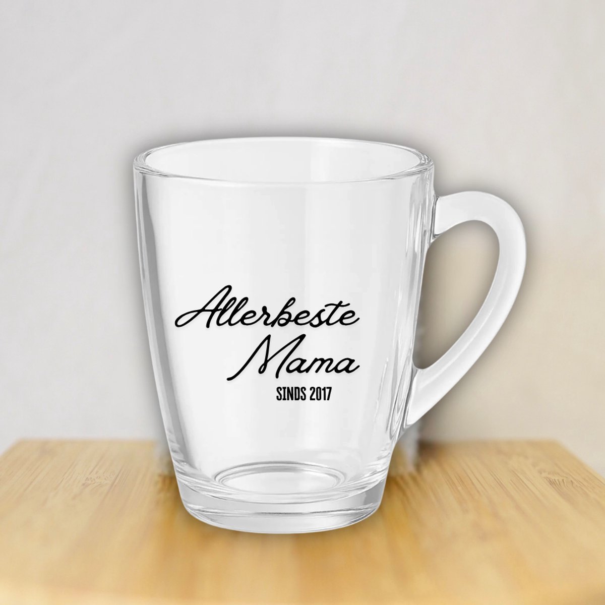 Gepersonaliseerd Cadeau voor Mama - Theeglas met Tekst "Allerbeste Mama" - Theeglas met Oor - Theeglas 300ml - Moederdag - Moederdag Cadeautje - Moederdag Cadeau