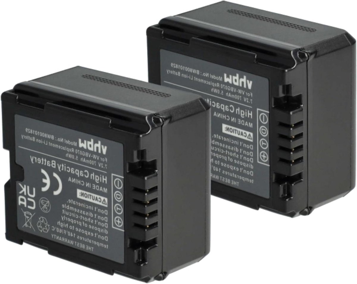 Camcorder Batterij - Accu Vervanging - Video Opnames - Dubbele Pakket - 700 mAh - Zwart