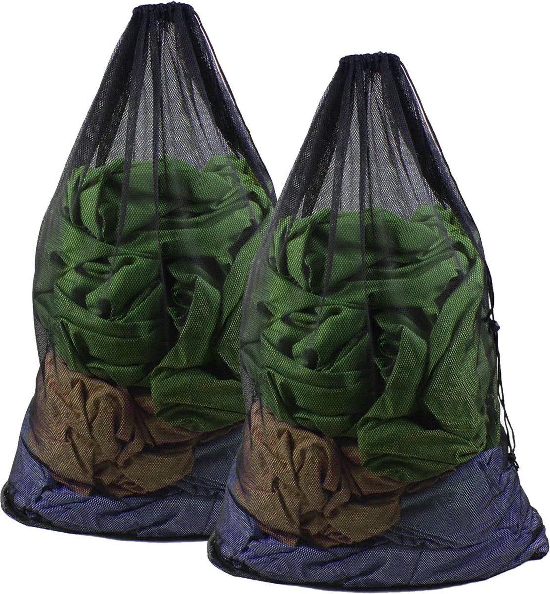2pcs Wasnet voor Wasmachine - 60 x 90 cm - Grote Waszak met Koordstopper - Herbruikbare Waszak voor Kleding en Dekbedovertrekken (Zwart)