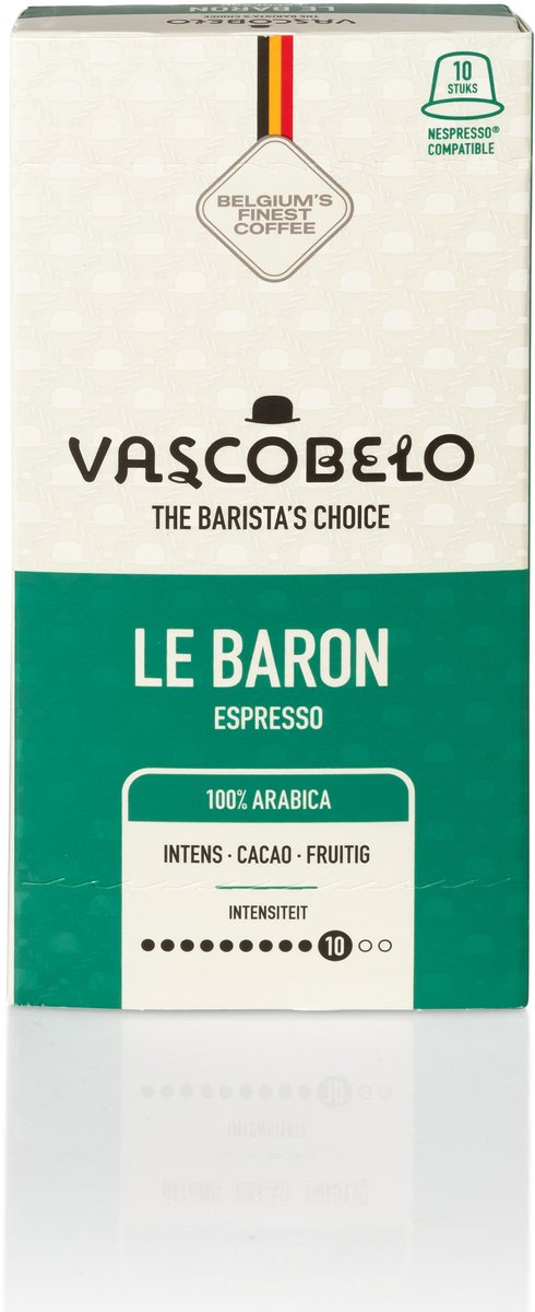 Vascobelo Koffiecups – Le Baron – 100 Capsules (10x10) – Donker Gebrand & Intens Espresso