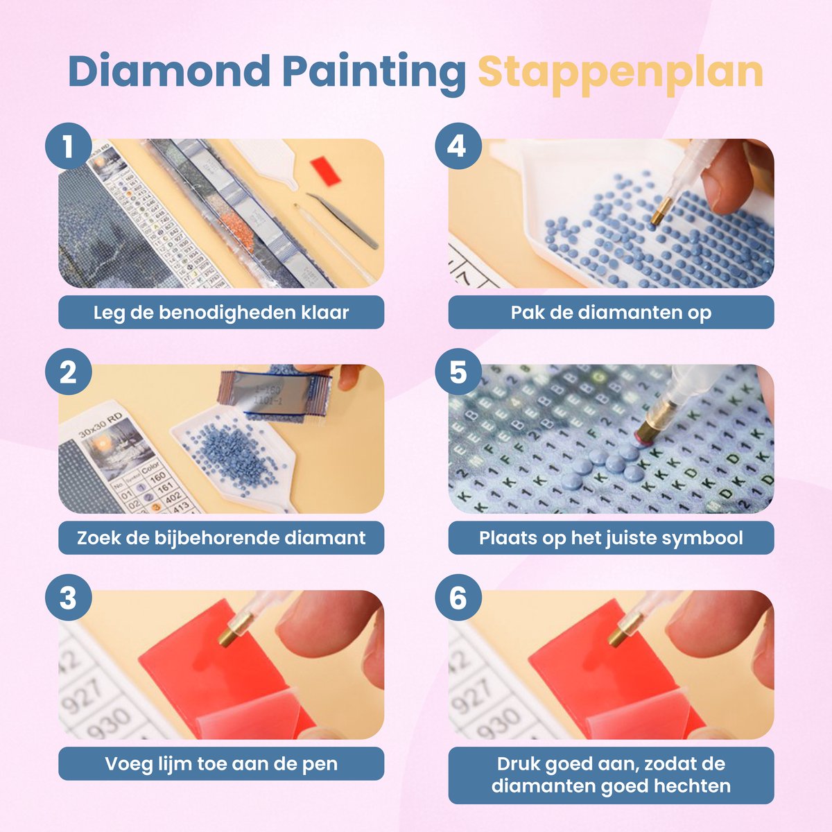 Rubye® Diamond Painting Volwassenen - Diamond Painting Kinderen - Diamond Painting Pakket Volledig - Italiaanse Kust - 40x30cm — afbeelding 8