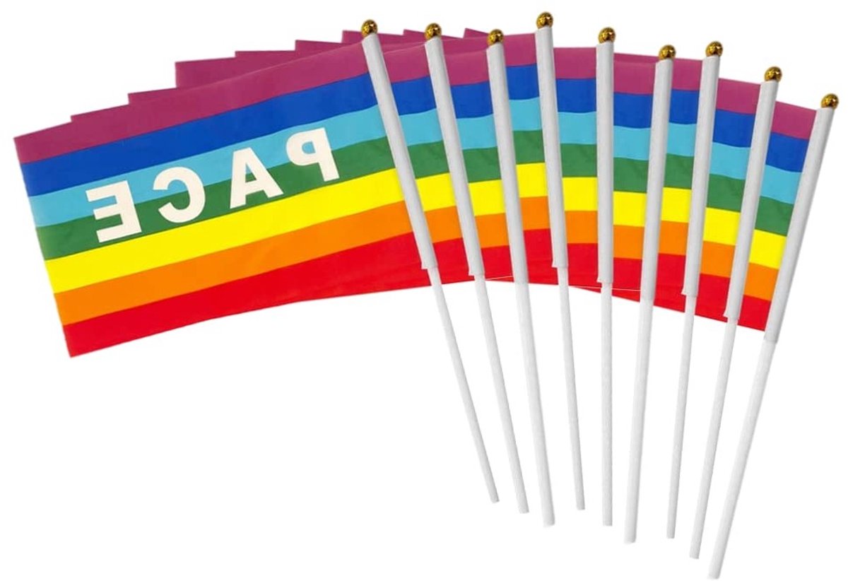 Mini Vredesvlaggen in Regenboogdesign - Polyester Vlaggen voor Evenementen en Decoratie - 50/100 Stuks