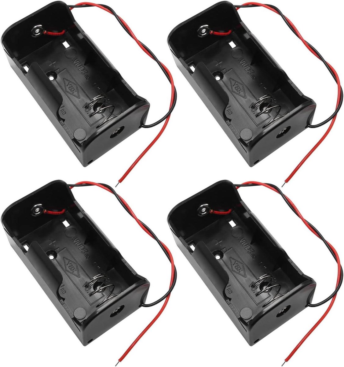 D Batterij Houder - Batterij Case - DIY Projecten - Met Draad Leads - 1.5V 4 Stuks - Zwart Rood