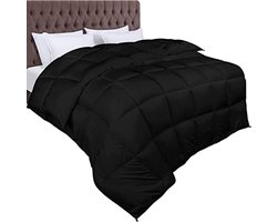 Dekbed 10.5 tog - Pluche gesiliconiseerd fiberfill - 200x200 cm - Zwart - Winterdekbed met hoeklussen en boxnaden