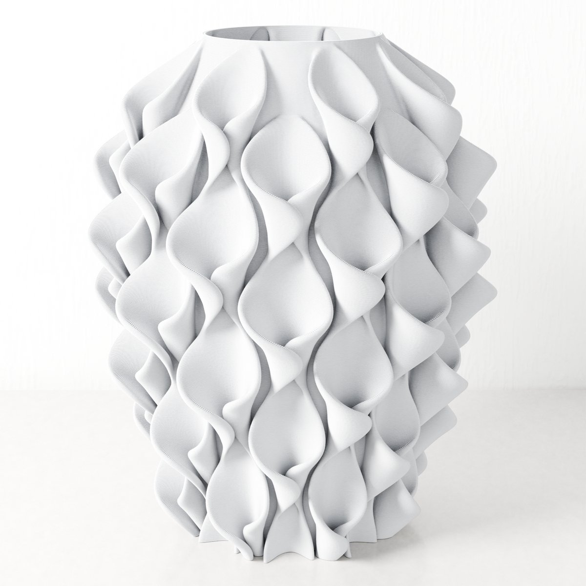 Fleuriek vaas STERRE - Wit H26 cm - Bijzondere designvaas met golvend reliëf - Unieke blikvanger voor tafel of dressoir - Voor zijdebloemen of droogbloemen