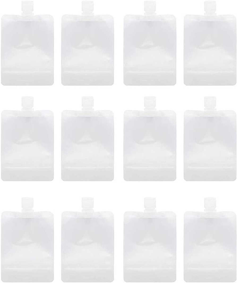 12 Stuks Draagbare Reiskosmetica Verpakkingszakken, Transparante Clamshell Tassen voor Vloeibare Make-up, Navulbare Lege Knijpzakken voor Reisgebruik