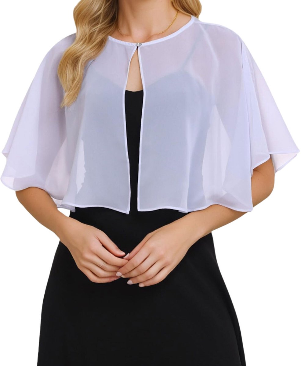 Sjaal - Omslagdoek - Dames Sjaal - Dunne omslagsjaal - Ademend - Chiffon sjaals en omslagdoeken voor avondjurken Wit