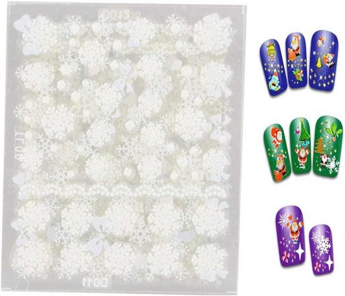 12 Stuks Kerst Thema Nagelkunst Stickers voor DIY Decoratie, Transfer Decals, Nagelversiering met Sneeuwvlokken Design