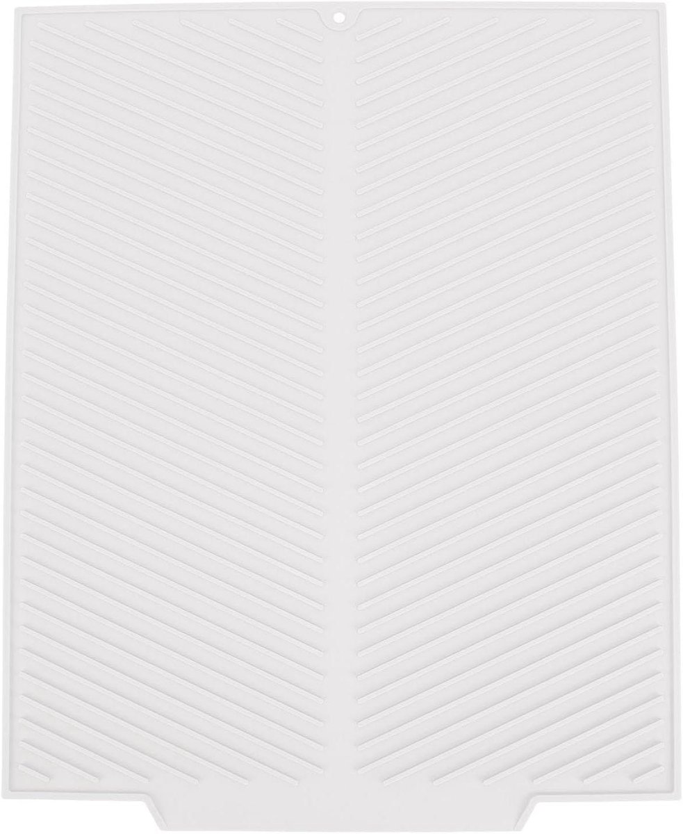 Afdruiprekmat Siliconen - Keukenmat Droogmat - Vaat Drogen - Hoge Zijwand - 48.5 x 40.5 cm - Wit