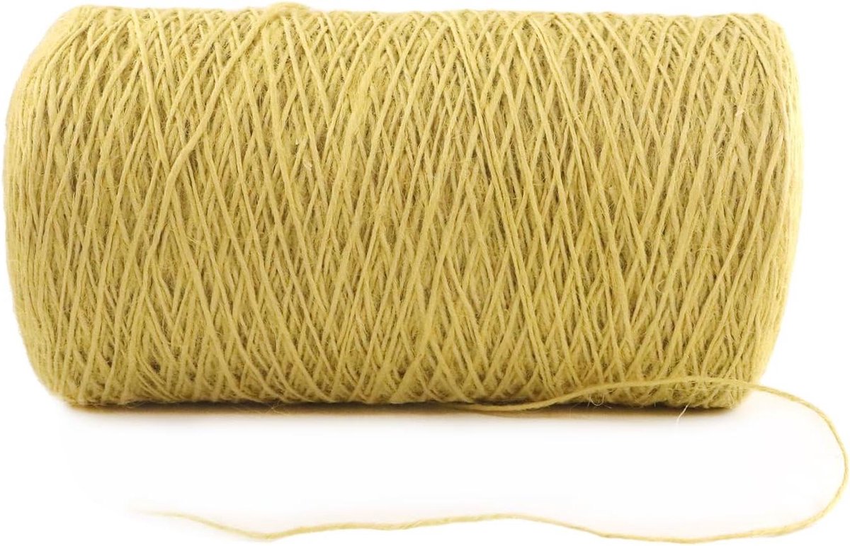 Jute Touw - Natuurlijk Touw - Tuinieren en Knutselen - 100% Natuurlijke Vezels - 1 mm x 1000 voet - Geel