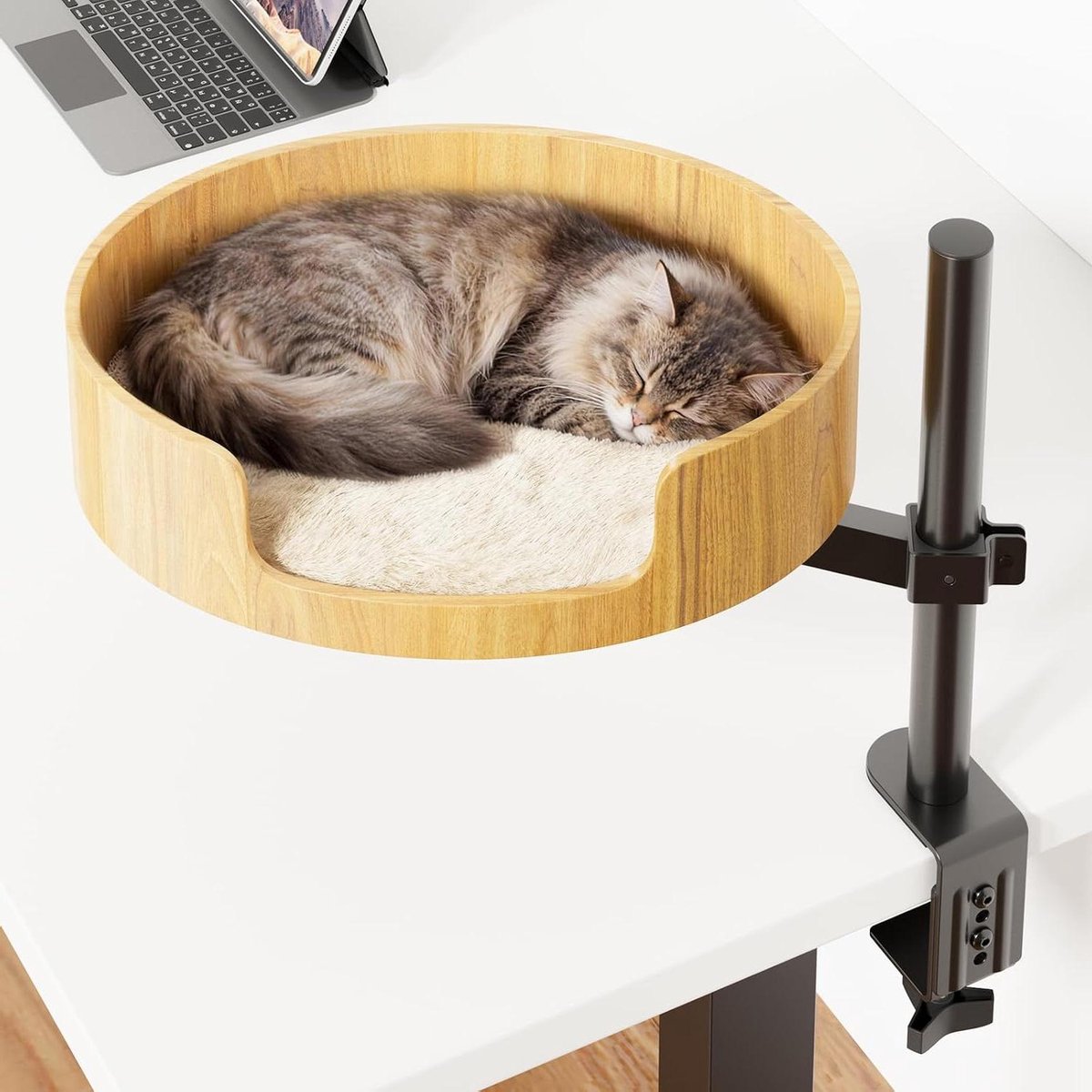 Katten Bureaubed - Verhoogd Kattennest - Ruimte Besparen - Verstelbare Hoogte - 19.0"L x 12.0"W - Hout