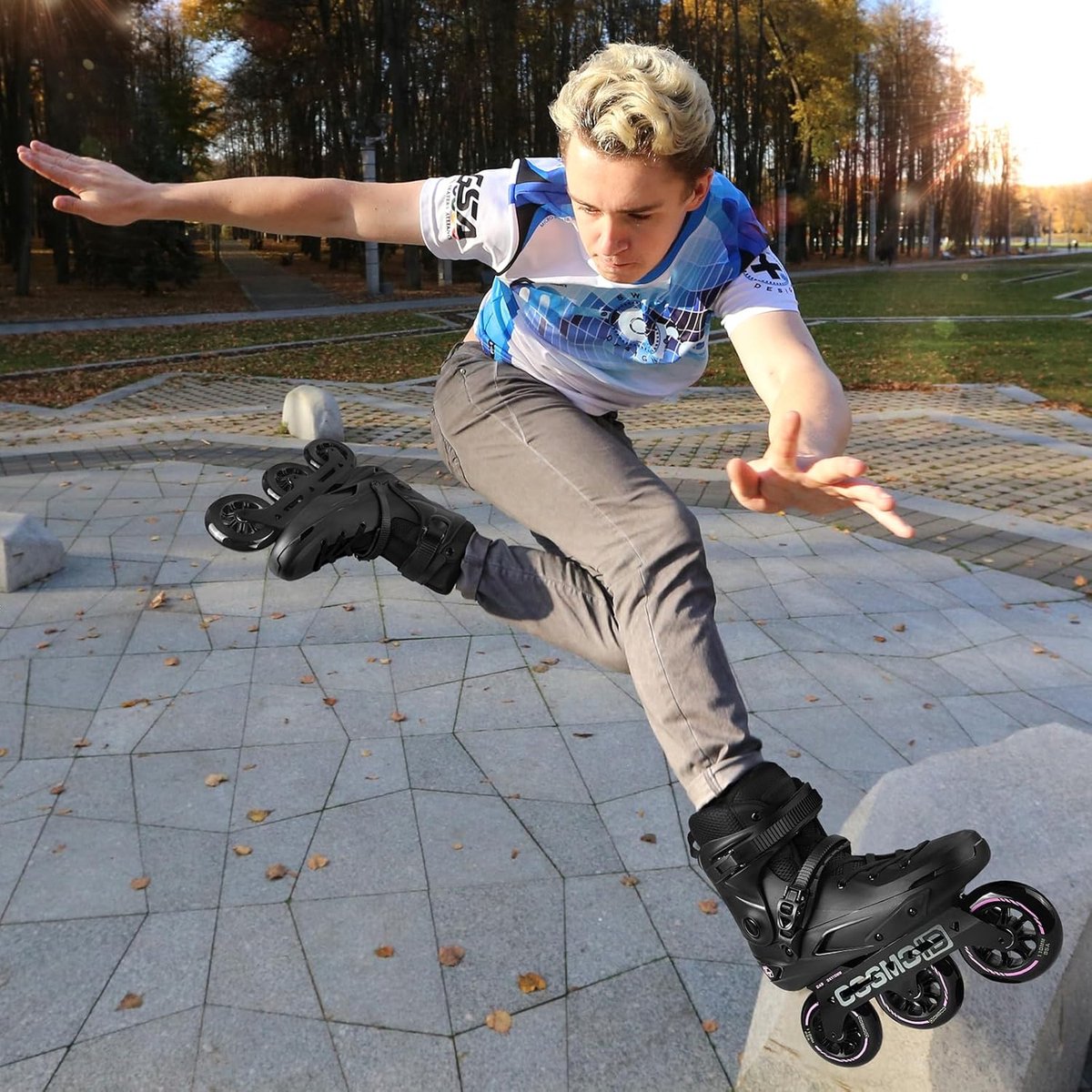 Inline skates 3 wielen - Skaters volwassen - Fitness buitenschaatsen - Aluminium frame - 110 mm wielen - Zwart