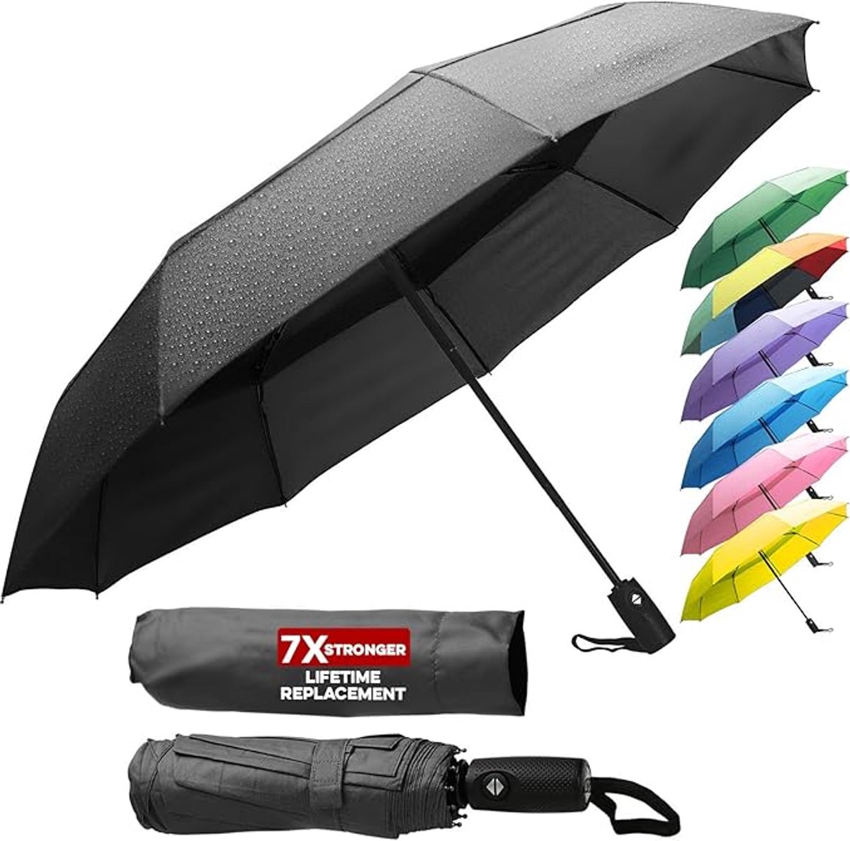Zakparaplu - Mini Paraplu - Reisparaplu Klein - Compacte Paraplu - Opvouwbaar - Windbestendig - Lichtgewicht - Polyester - Zwart - van Imperatoris
